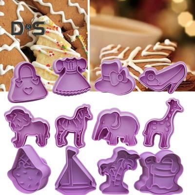 Stampo per pressatura per pasticceria in plastica antiaderente modello cartoni animati da 4 pezzi/set