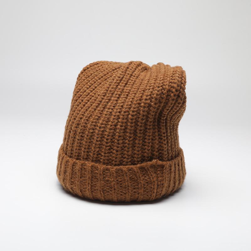 

New thin wool hat, autumn and winter warm ear protection cold hat women s solid color versatile knitted hat One size