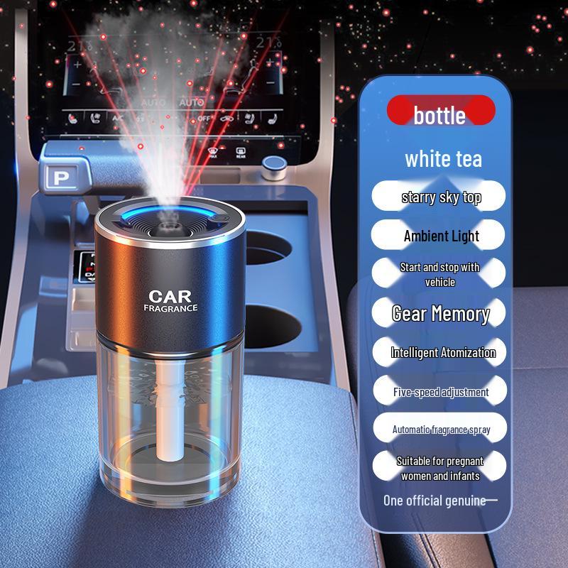 Smart Car Perfume Diffuser: Automatic Air Freshener with Starry Sky Light for Car Interiors