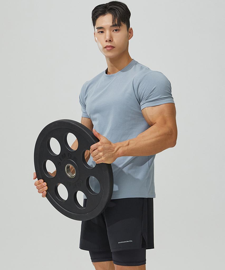 Beullaegmonseuteopis [2Pack] Plain Muscle Fit Modal Short Sleeve T-Shirt (4Color) (C Type)