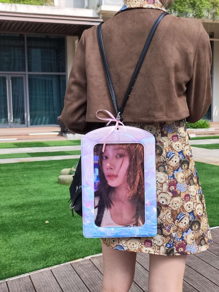 Custom A4 PC Holder Kpop Idol Poster Card Display Holders, Large DIY Star Chasing Girl Cross-body PVC Card Holder
