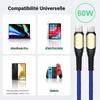 Câble USB-C - BOOLING - Charge Rapide 60W - Nylon Tressé - 1M - Compatible Samsung Galaxy A16 A26 A36 A56