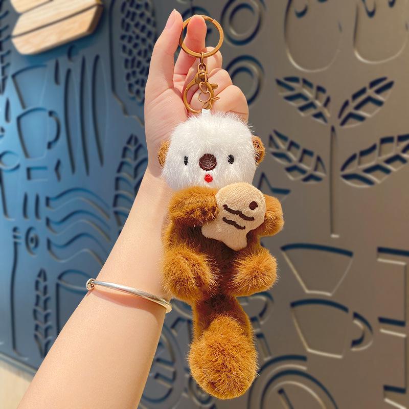 Pingente Chaveiro Fofo de Lontra Marinha de Pelúcia Desenho Animado - Charme de Bolsa Boneca Criativa Presente