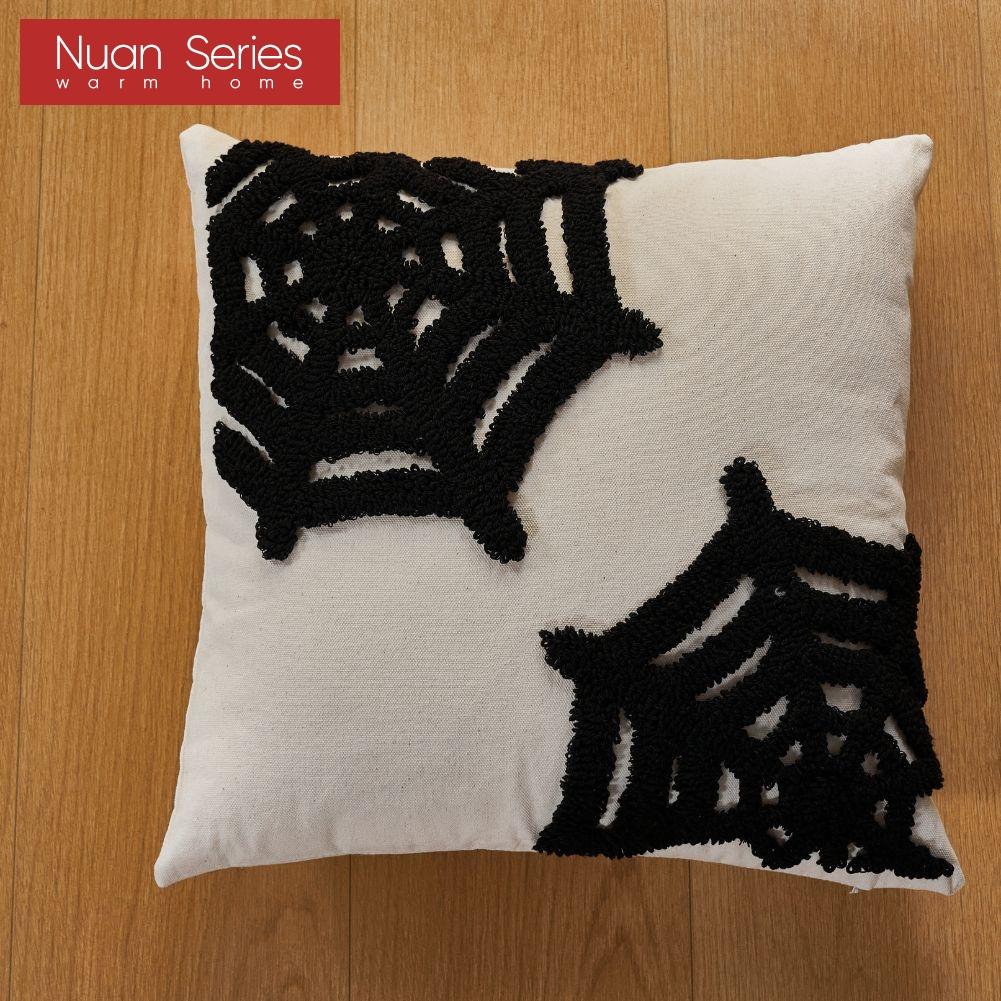1PC Nuan Series Halloween Cartoon Pattern Pillowcase with Polyester Cotton Embroidered Cushion Cover for Sofa Living Room Bedroom Home Decor