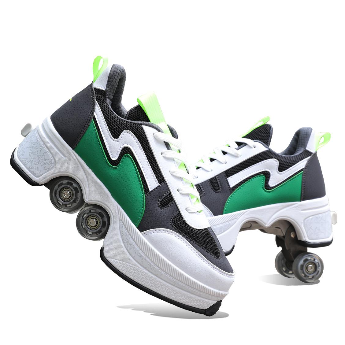 

Size 33 34 35 - 44 Deformation Roller Skates Shoes Double Row 4-Wheel Skates Roller Shoes Dual-Purpose Roller Sneakers Shoes 40