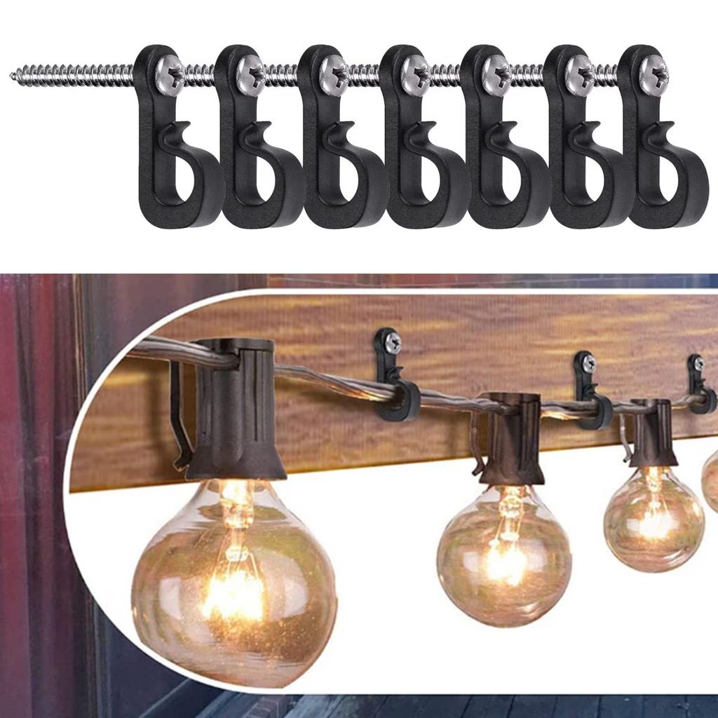 20 outdoor string light hooks, screw hooks for hanging Christmas lights, light strings, and LED clips, wall and patio hooks suitable for the garage