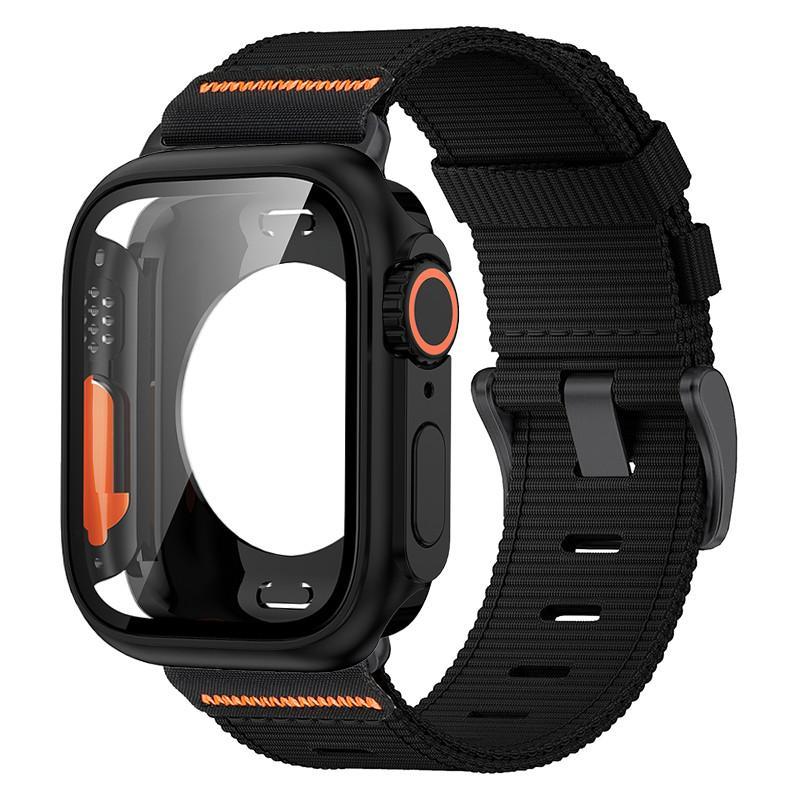 Nylon Loop Strap+PC Case For Apple Watch Series 11 10 42mm 46mm 45mm 44mm 41mm 40mm Cover Band for Iwatch 9 8 7 6 5 SE3/2/1 3 21