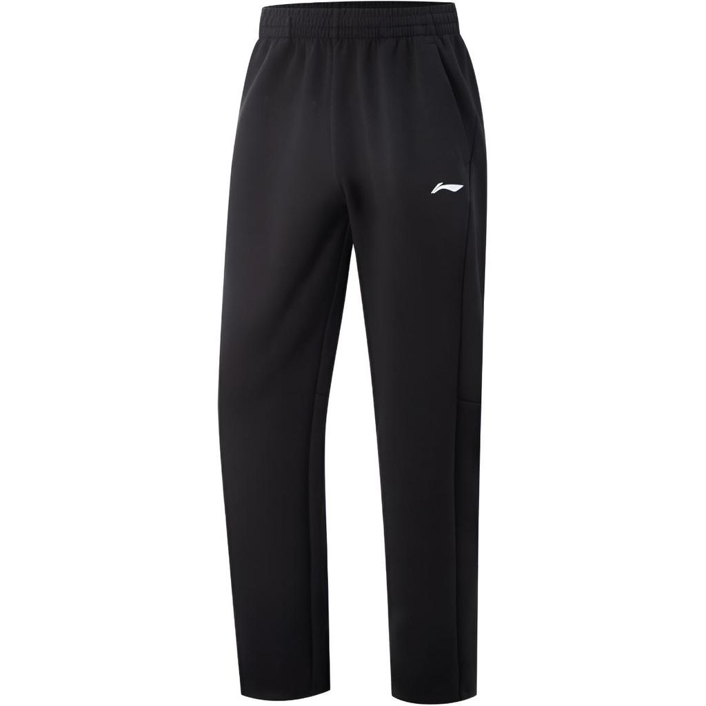 Li-Ning Fitness Series Casual Simple Comfortable Versatile Elastic Straight Leg Mid Waist Knitted Sports Pants Men Bottoms Black AKLVA39-2