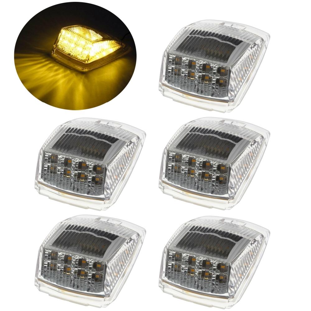 

5PCS Cab Marker Lights Roof Running Amber 17LED Lights Top Clearance Lens Marker Light Reflector for Kenworth Peterbilt