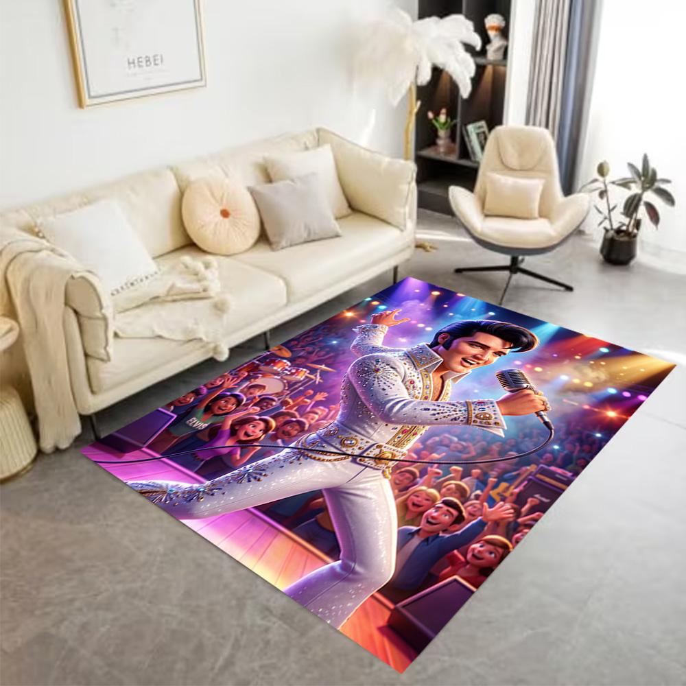 Elvis Presley Guitar Performance Floor Rug Office Rug Perfect for Game Room Entryway Outdoor Foyer Anti-slip Rug Office home decor