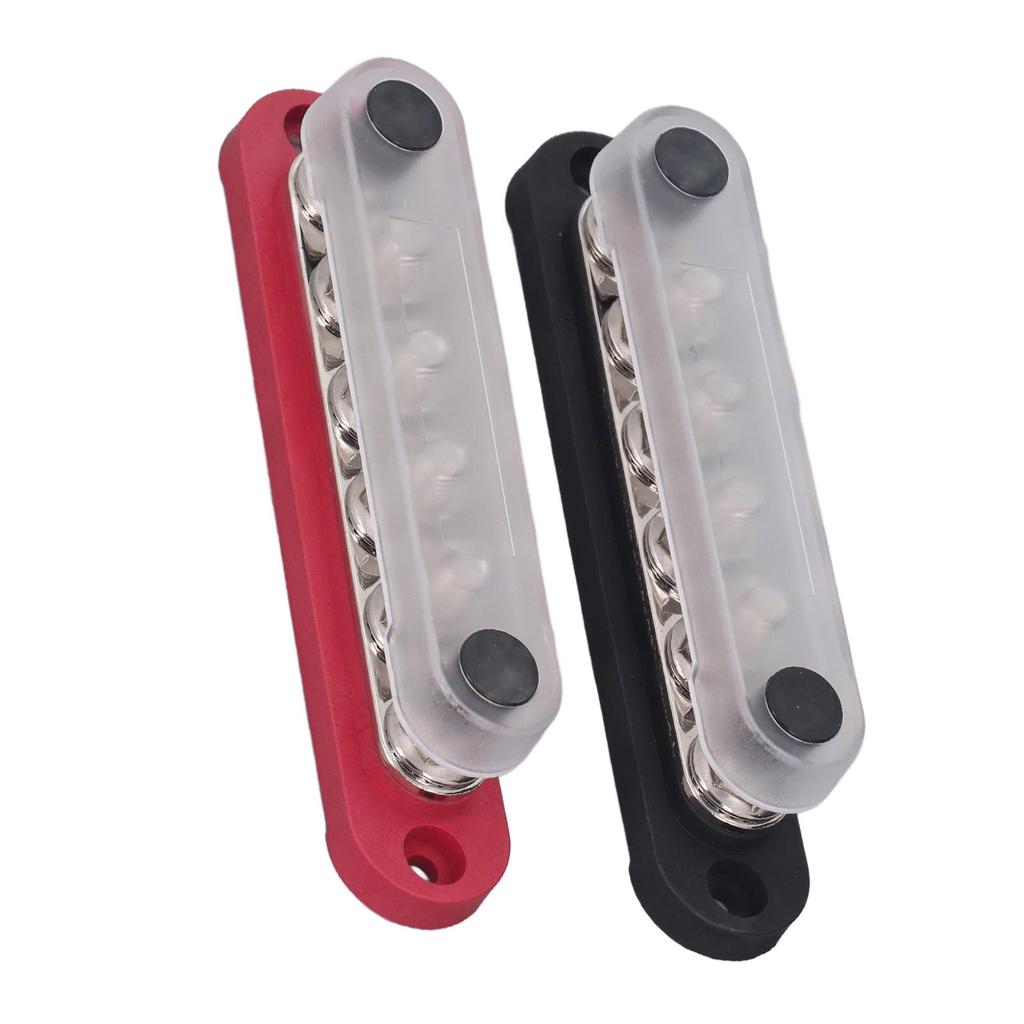 2Pcs Bus Bar 300VAC 48VDC 150A Marine Power Distribution Block Terminal M6 with Cover for
