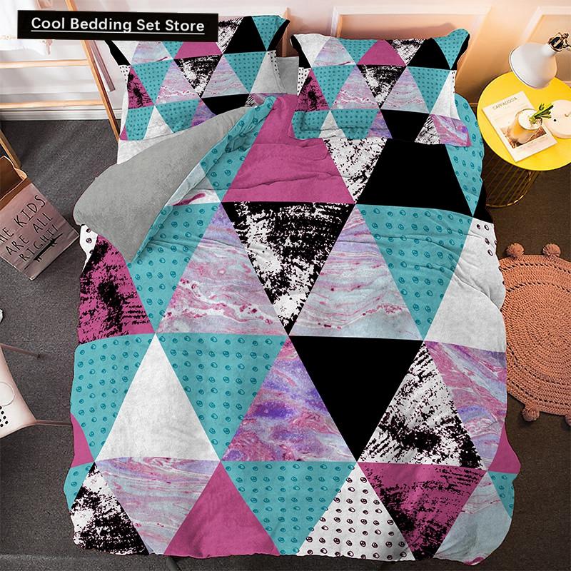 Irregular Geometry King Queen Duvet Cover Bohemian Style Bedding Set for Kid Teens Adult Modern Art 2/3pcs Polyester Quilt Cover