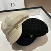 High-Quality Small Fragrant Wind Woven Bright Silk Octagonal Hat Female Ins Celebrity Style Versatile Face Ducktongue Beret