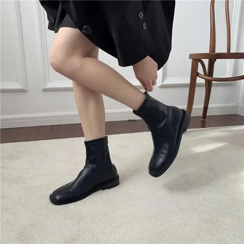 Female Short Shoes Elegant With Medium Heels Women's Ankle Boots Autumn New In Booties Winter 2024 Trend Pu Fashion Spring Sale