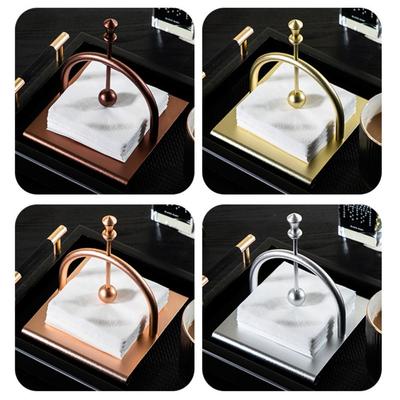 Retro Square Tissue Holder European Style Creative Arch Bridge Napkin Dispenser with Handle Light Luxury Tabletop Tissue Rack