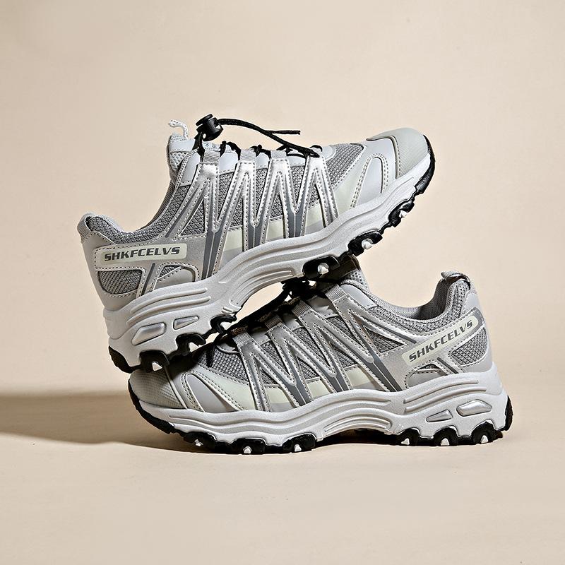 

Толстые отцовские туфли женские летние 2025 года новые уличные сетчатые дышащие сращивающиеся повседневные спортивные туфли 37 серый