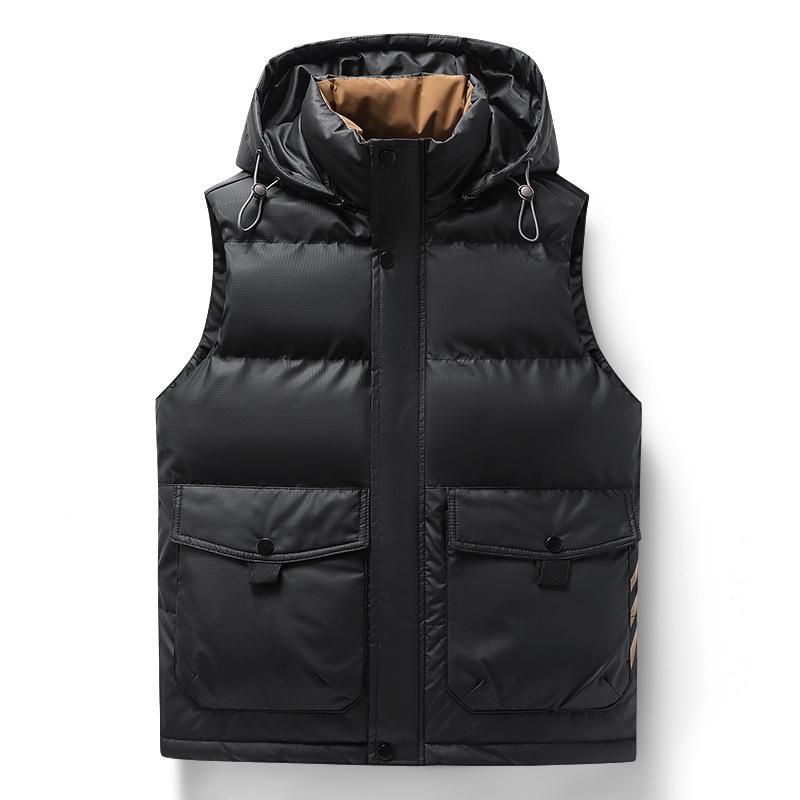 

Men s Hooded Cotton Vest - Thick Warm Casual Autumn/Winter Workwear Jacket for Men & Women 4XL чорний