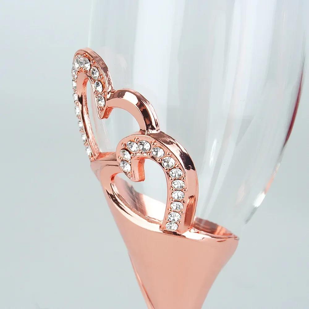 Rose Gold Champagne Glass High-footed Set Glass Wedding Gift To the Glass Heart-shaped Diamond Crystal Glass Red Wine Glass