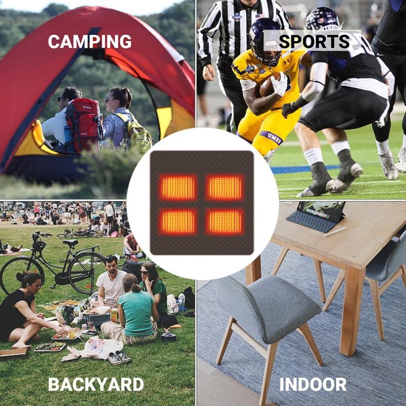 4 Heated Areas Camping Chair Heated Mat Outdoor Travel Usb Electric Blanket 3 Adjustable Temperature Heater Warmer Cushion