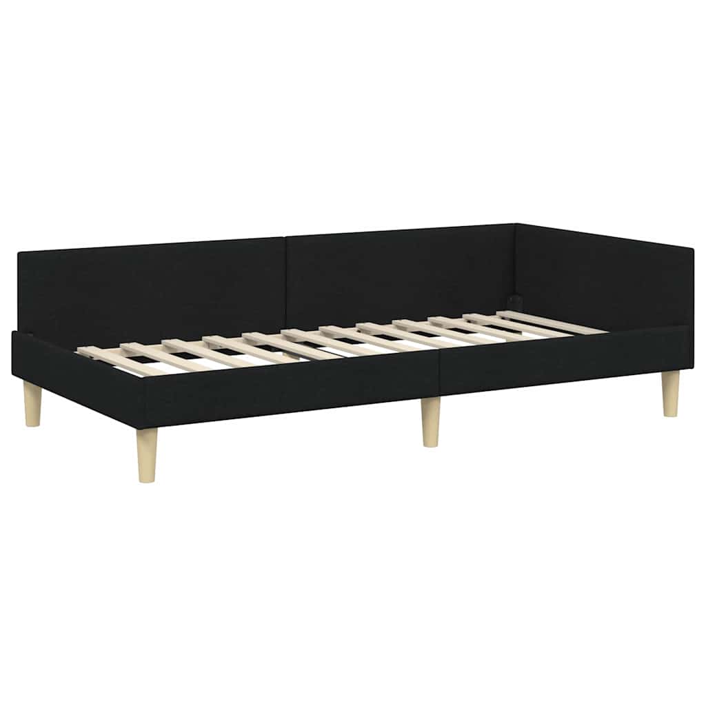 Corner Bed Frame Black 100 X 200 Cm Fabric
