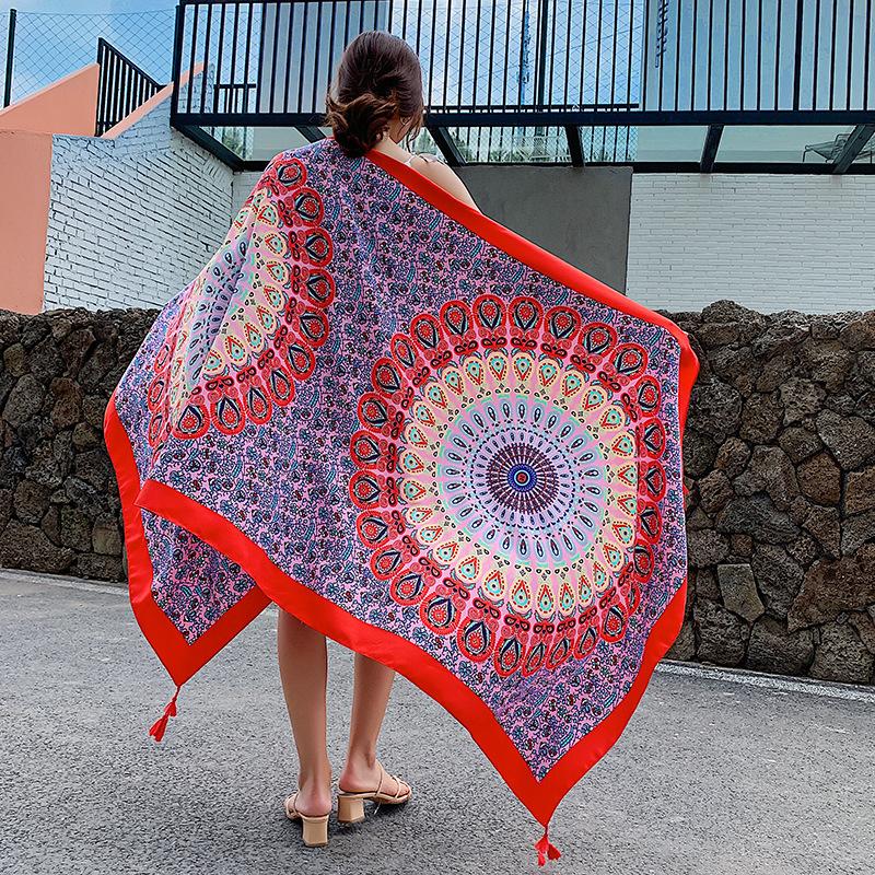 Шарф женский зимние теплые шарфы винтажный богемный этнический стиль шаль накидка пляжное — фото 5