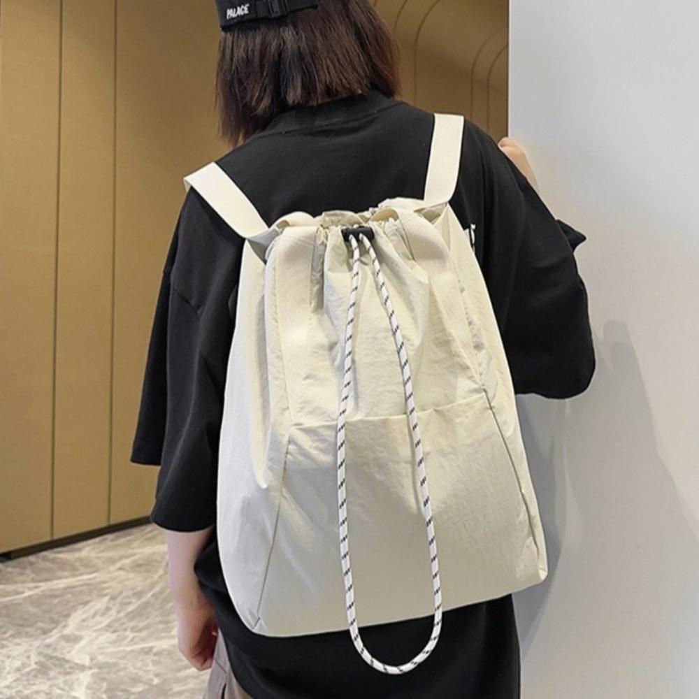 Large Capacity Drawstring Shoulder Bag with Handle Sports Knapsack Nylon Backpack  School