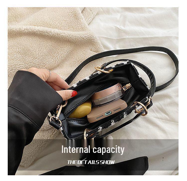 Zzzz Sense Damen Tweed Umhängetasche - Lady Di 2024 Frühling/Sommer Kollektion, Nischendesign, Kleine quadratische Handtasche.