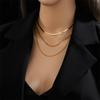 DIEYURO 316L Stainless Steel Gold Color 3 Chains Necklace For Women Punk Street Trend Rustproof Neck Jewelry Gift Bijoux