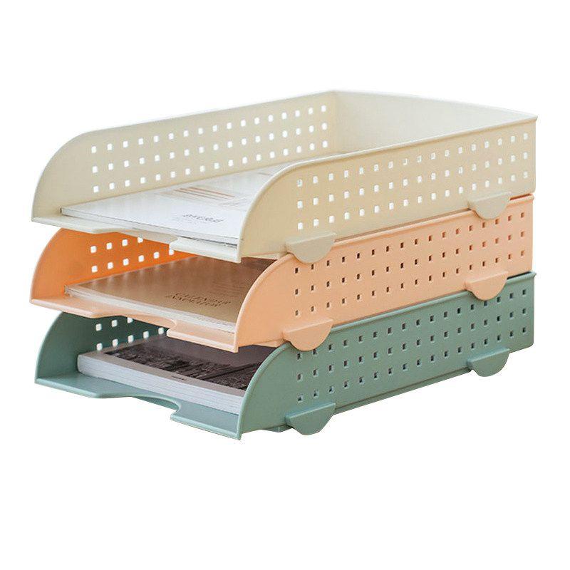 Creative Multi-Layer Desktop File Box Materials File Shelf Office Three Layer File Tray File Folder Storage Box