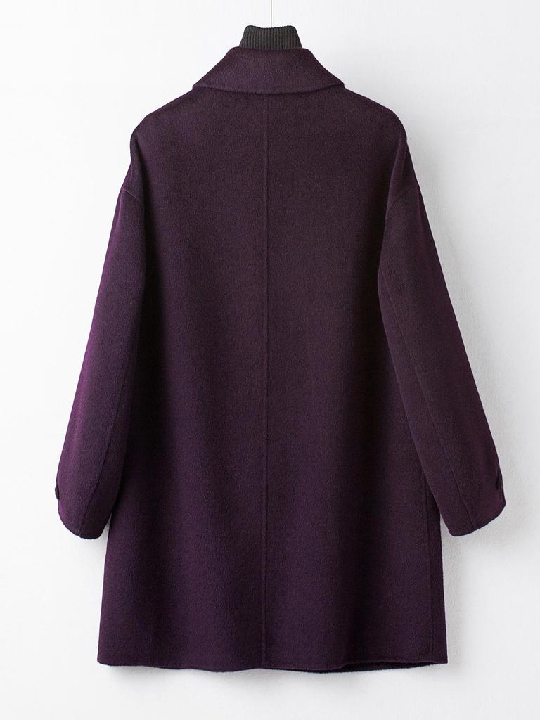 Plus Size Mid-Length Double-Sided Cashmere Coat for Middle-Aged & Elderly Women