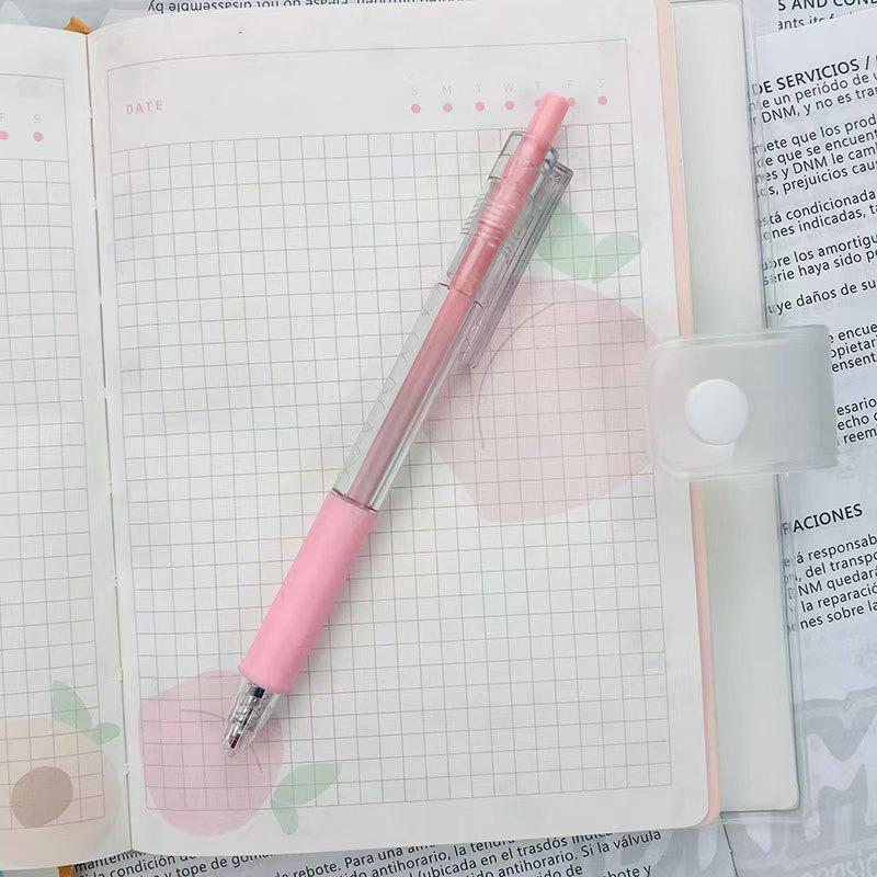 Morandi Color Push-Type Gel Pen - Simple Student Style, Black Sign Pen