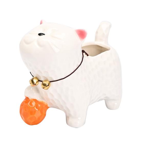 Ceramic Animal Plant Pot Cute Kitty Flowerpot with Drainage Hole Decorative Sheep Pig Planter for Succulents Home Room Office Desk Decor