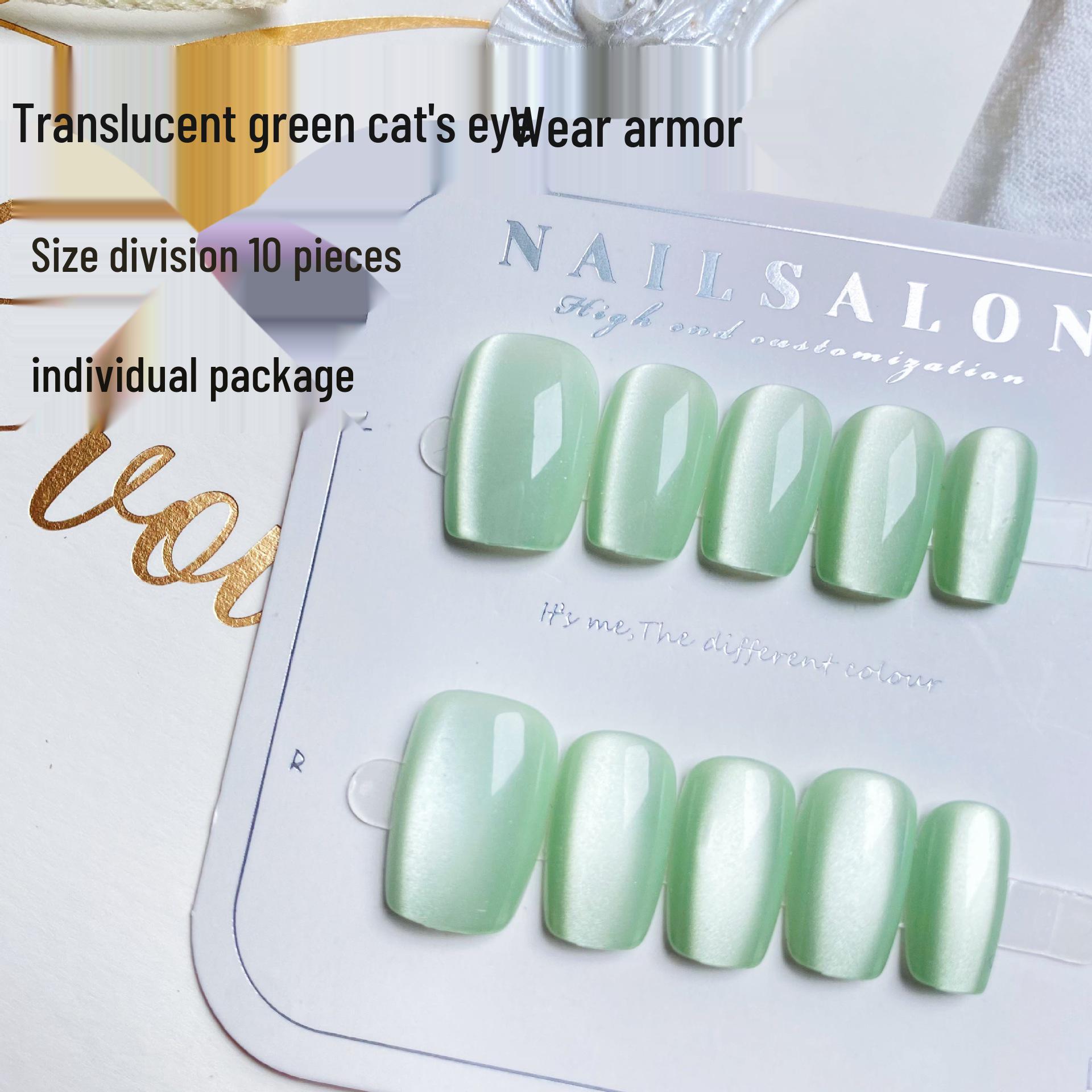 

Фиолетовые носимые ногти «кошачий глаз»: Маникюрные типсы ручной работы, полупрозрачные однотонные, цвет белый лунный лед, набор из 10 штук