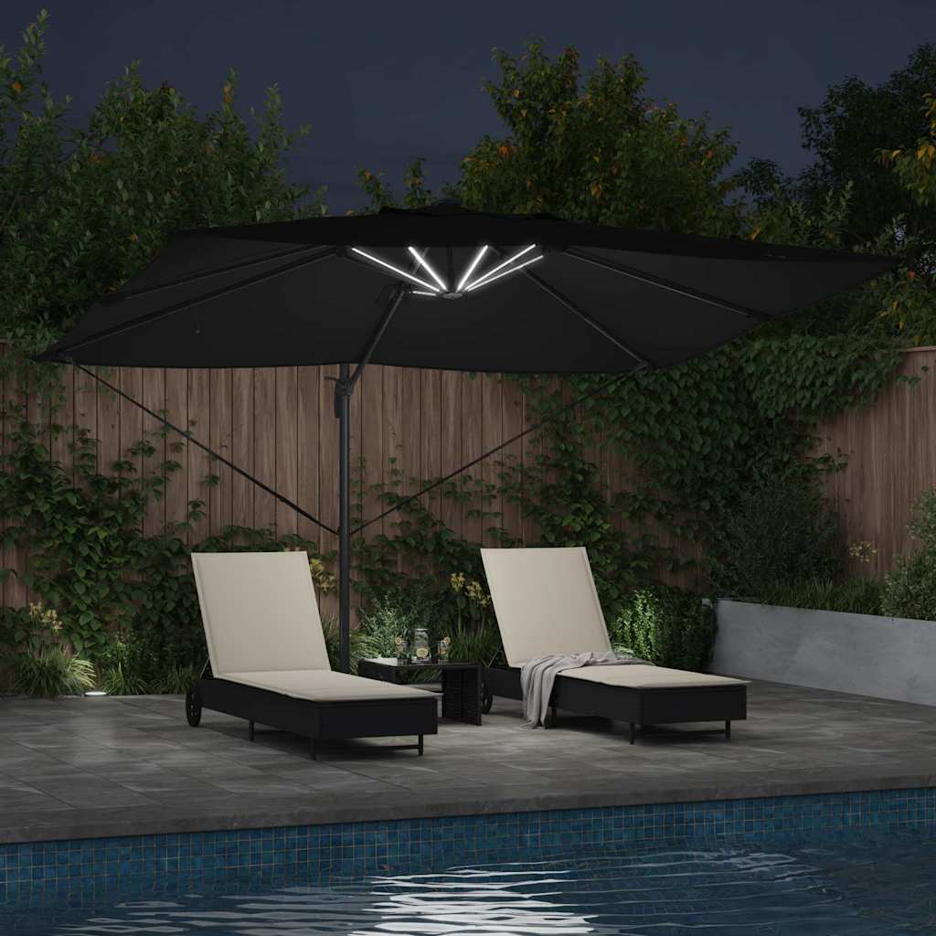 Cantilever Sun Umbrella Black 352 x 251 x 265 cm Polyester and Aluminum
