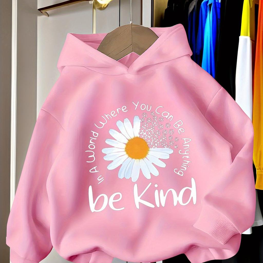Girls' Casual Fashion Hooded Sweatshirt, Sports Sweatshirt with Print