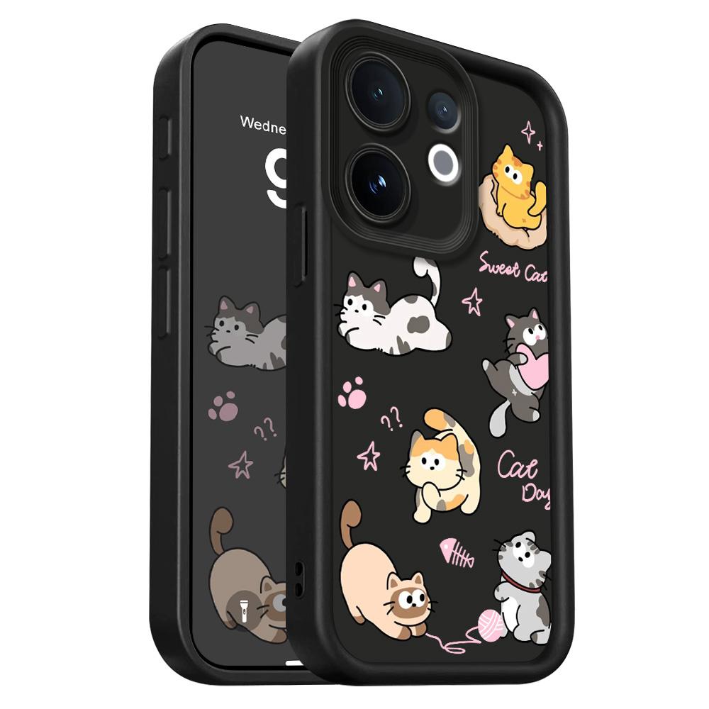 

Playing Cute Cat Phone Case For VIVO V60 V50 V40 Lite V30 V29 V29E V27 V27E V25 V25E V23 V23E Pro 4G 5G Staircase Soft Cover Vivo V50 5G