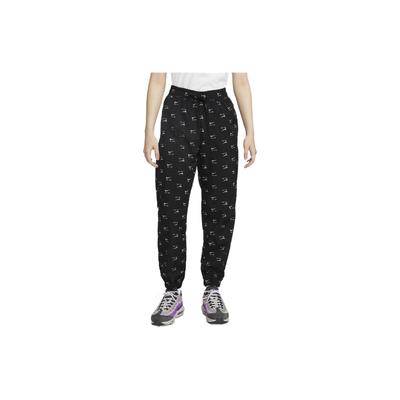 Air Logo All Over Print Mid Rise Woven Drawstring Cuff Sports Pants Women Pants Black DV8059-010