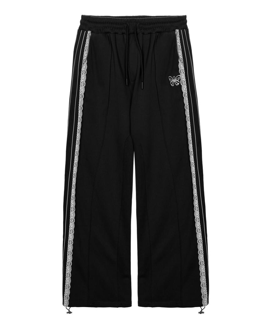 Nigaennikol Butterfly Lace Sweat Pants_Black