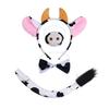 Cow Ears Hair Hoop Set with Bendable Tail Adults Teens Farm Animal Costume Set Black White Cow Accessories