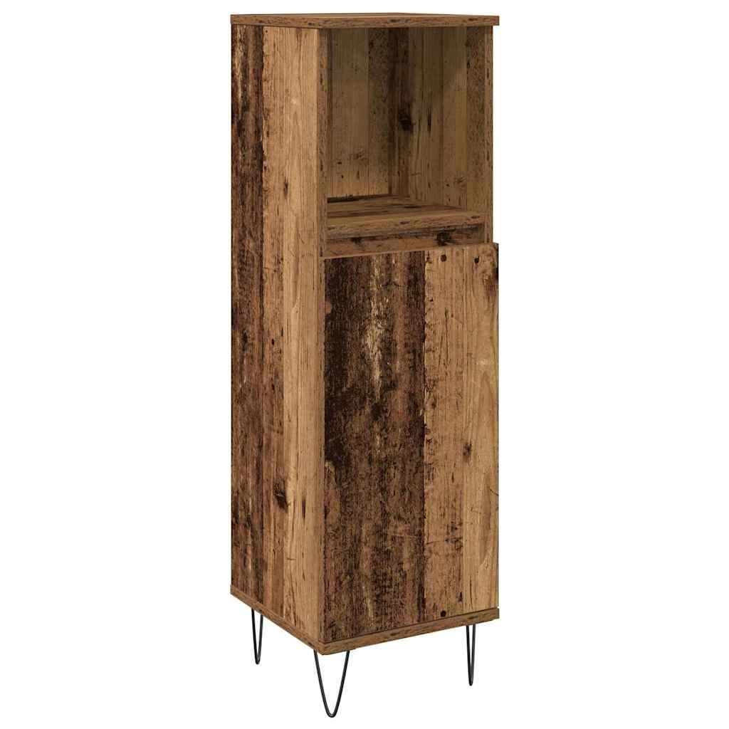 Bathroom Furniture Set with Shelf 3 pcs Reclaimed Wood Look Wood Based Material