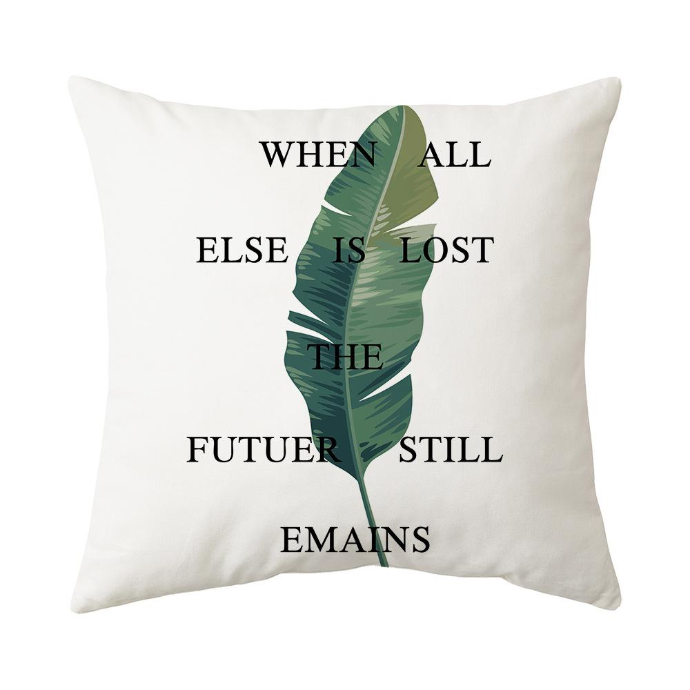 New Tropical Plant Cushion Peach Skin Pillow Nordic Fresh Living Room Sofa Pillow Cover