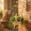 Artistic Floral Container Ballet Dancer Hanging Planter, Ballerina Sitting on Crescent Plant Pot, Decorative Cute Garden Ornament Resin Flower Pot for