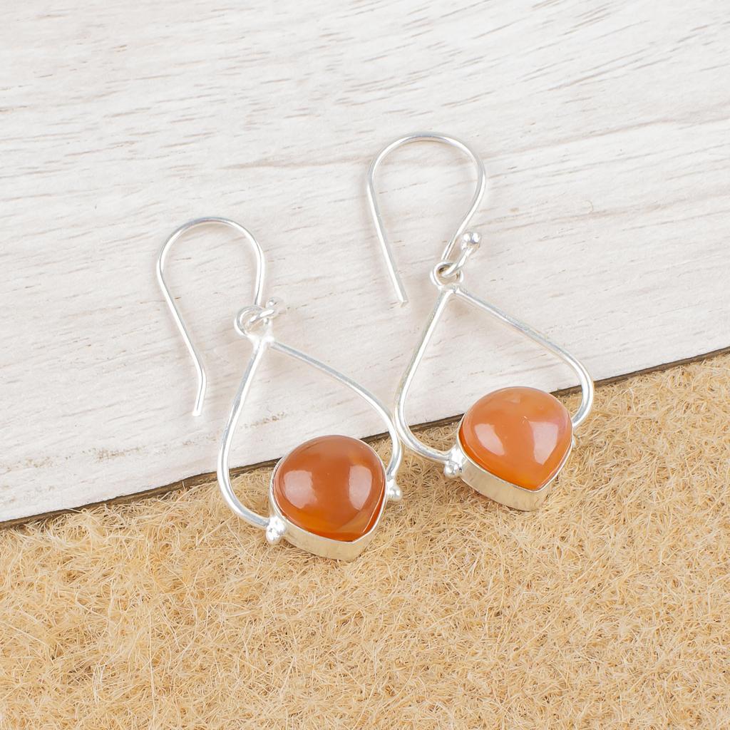 Karneol 925 Sterling Silber Ohrringe, handgefertigte Edelstein Ohrringe Schmuck, Geschenke für Frau Brandneue Ohrringe