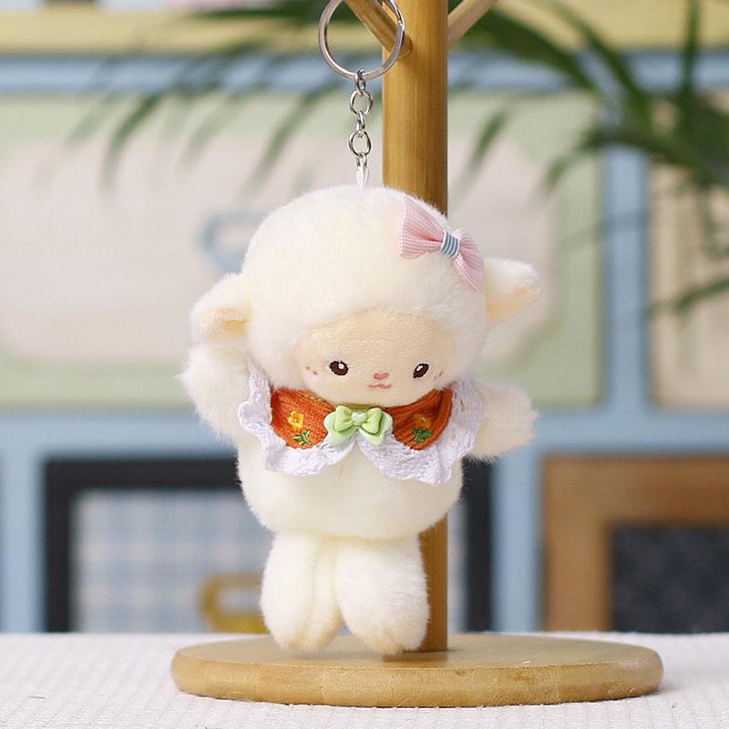 Soft Plush Sheep Keychain Cute Fluffy Appearance Bag Pendant Sturdy Key Accessory for Handbag Decor Holiday Gifts