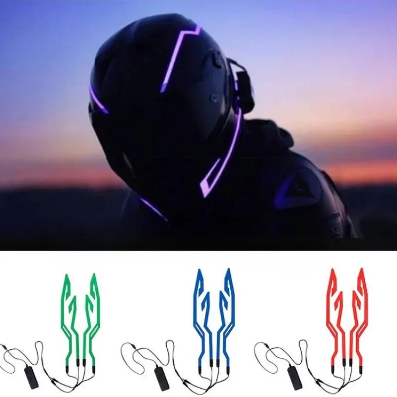 New Motorcycle Helmet Light 4 In 1 EL Light 3 Mode Led Helmet Light Night Riding Signal Helmet Strip Decoration Accessories Kit