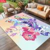 Cute Cartoon Pony Area Rug, Colorful Character Group Theme Non-slip Mat, Decorative Carpet for Kids Girls Bedroom, Washable Gift