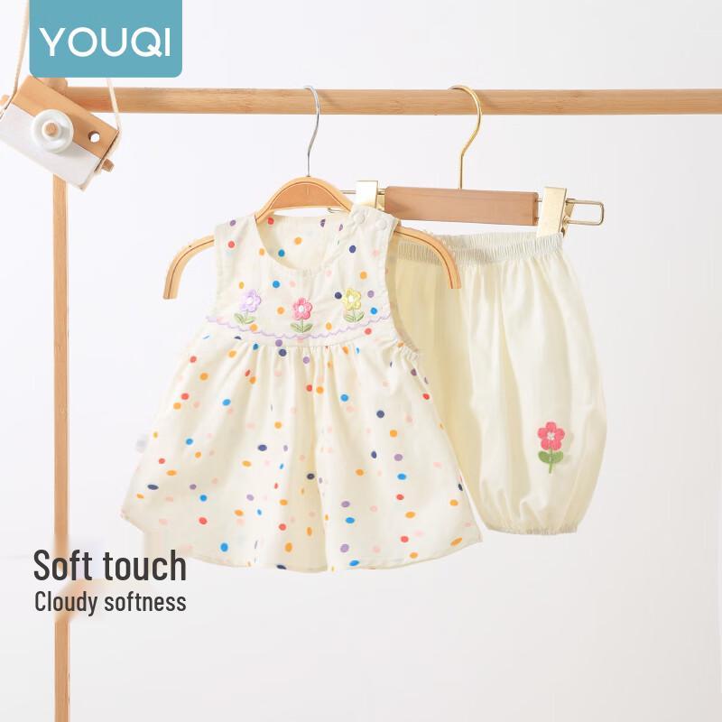 Youqi Baby Girls Summer Polka Dot Two-Piece Outfit