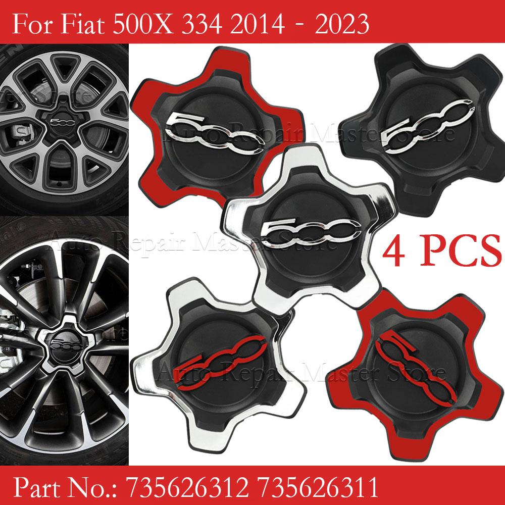 4 PCS 735626312 735626311 Car Wheel Center Hub Caps Replacement for Fiat 500X 334 2014 to 2023 Wheel Hub Center Cap Cover