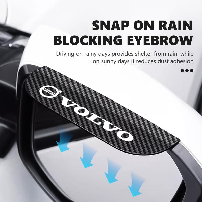For Volvo Carbon Fiber Car Rearview Mirror Rain Eyebrow Cover Sunvisor Accessories XC90 V90 V60 XC60 S80 S60 S90 C40 XC40 V70