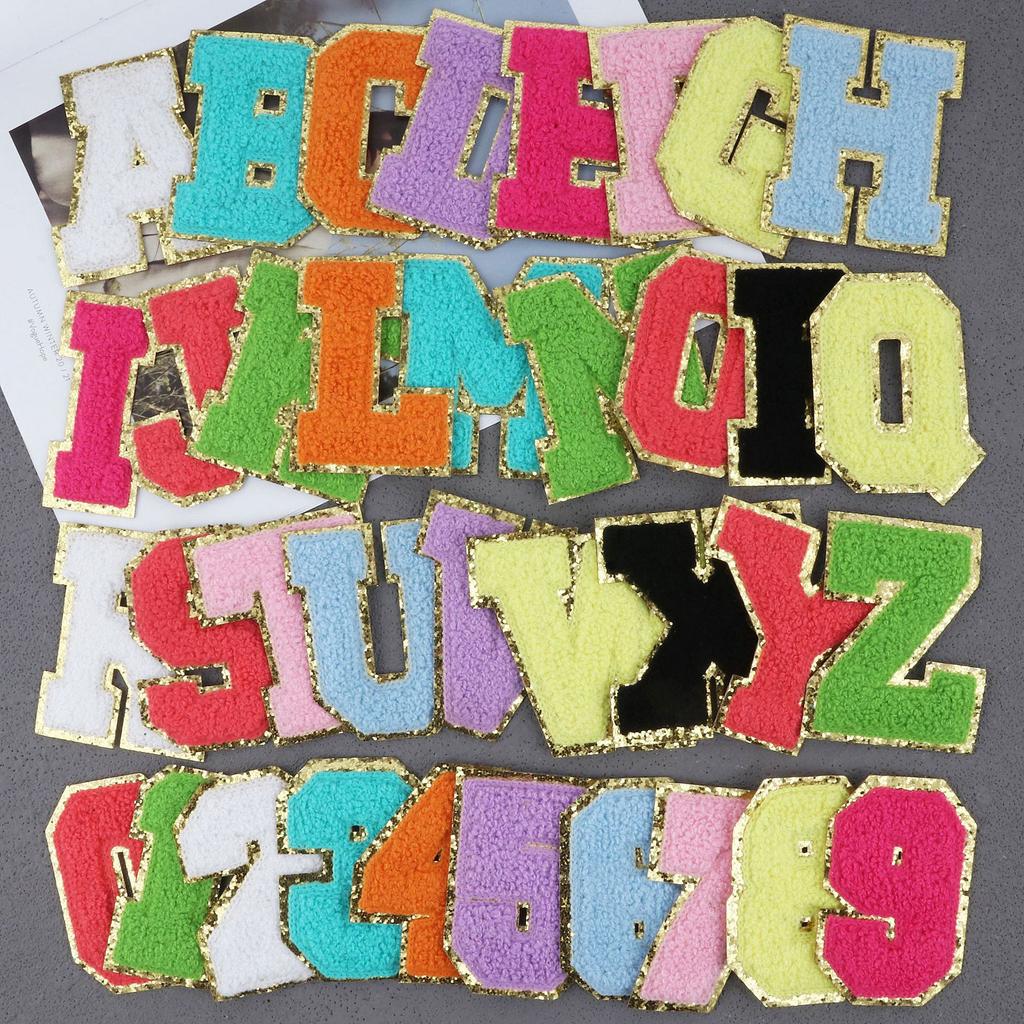 Mixed Color English Alphabet Embroidery Cloth Sticker Digital Towel Embroidery Computer Embroidery Stamp Clothes Smiley Face Patch Sticker